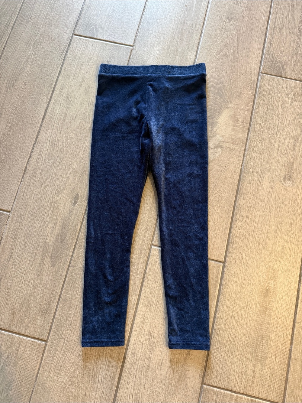 Kids Navy Blue Velvet Leggings